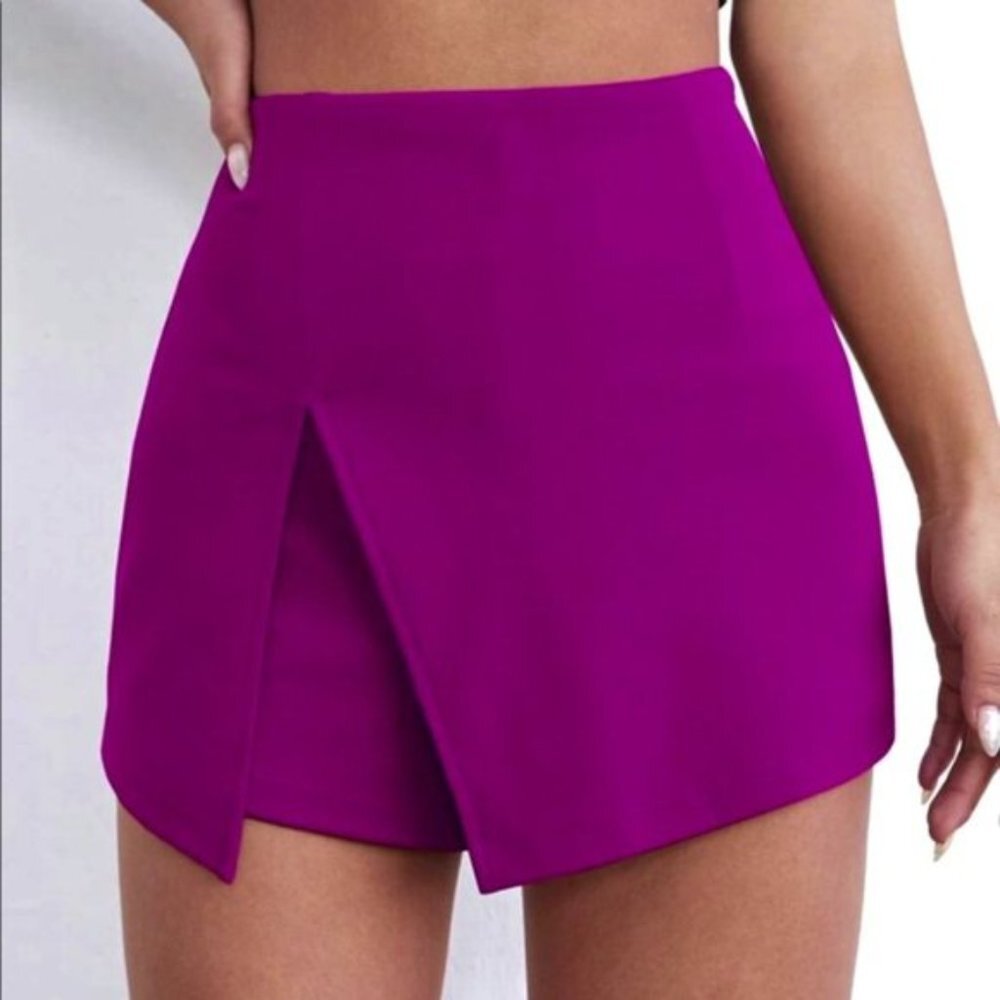 Royal Fuchsia Slit Skorts in Large